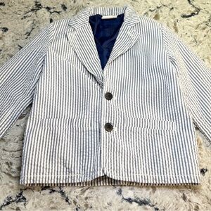 Crazy 8 Gray and White Striped Seersucker Kids Blazer